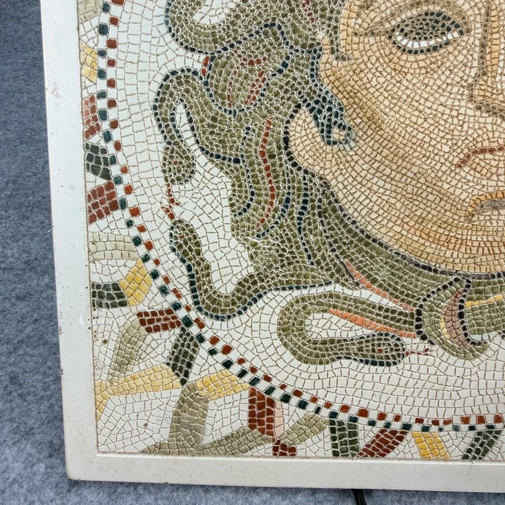 12" Medusa Mosaic Ceramic Wall Tile Plaque Greek Roman Mythology Wall Decor - Picture 9 of 9